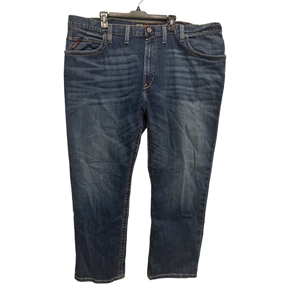 Ariat FR M4 Low Rise Boot Cut Jeans Mens 48x30 Blue Flame Resistant CAT 2 Denim